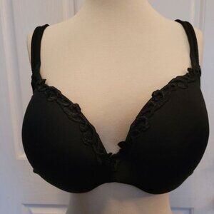Cacique Lace Bra Solid Black Underwire 46C 46 C